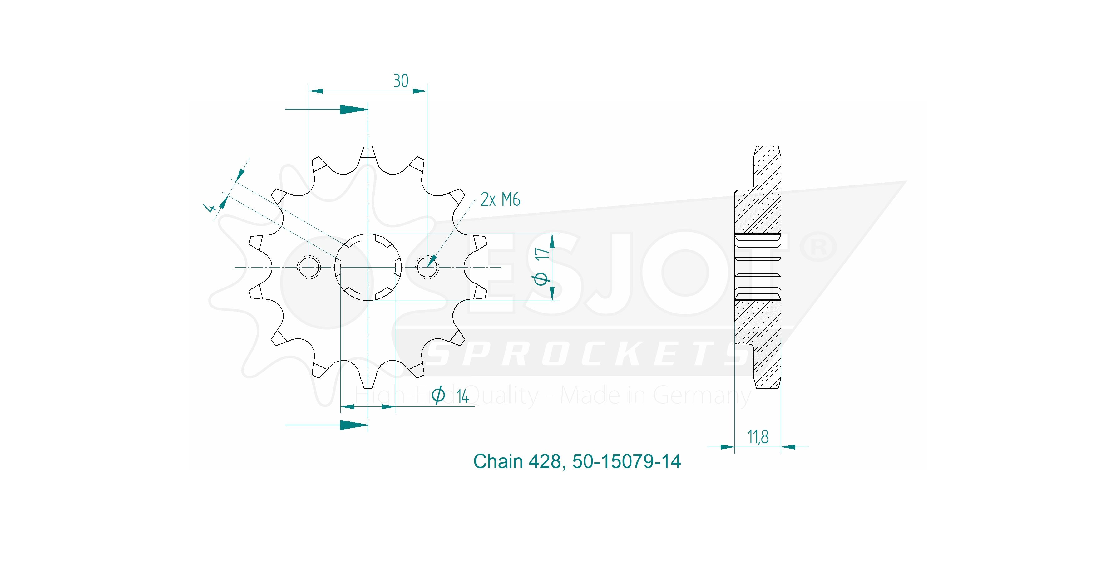 Ritzel Esjot 428 - 14Z 50-15079-14 grobverzahnt 14,0/17,0