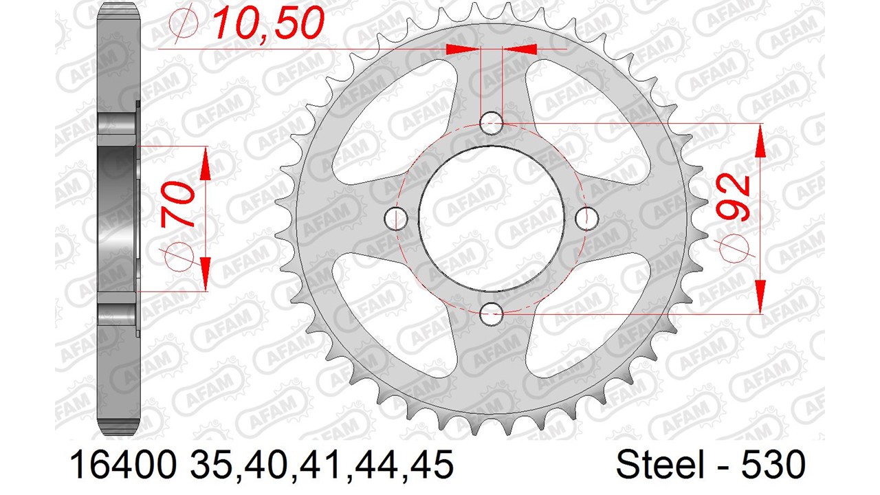 AFAM Kettenrad Stahl Standard - 530