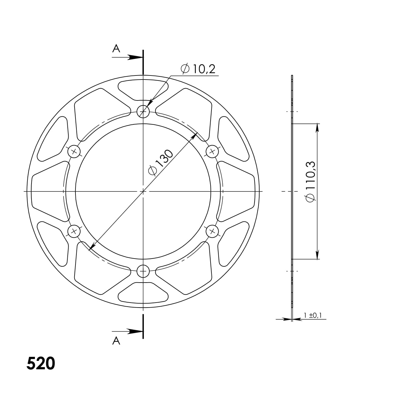 Edge-Disc Supersprox 520 - 43Z (blau) ACD-486:43-BLU|ID 110,0 LK 130,0 6-Loch