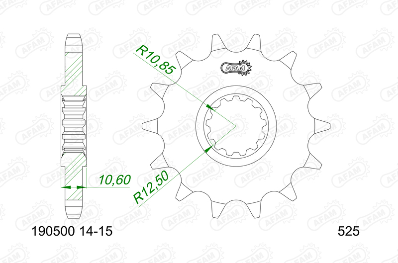 AFAM Stahl Standard Ritzel vorne - 525