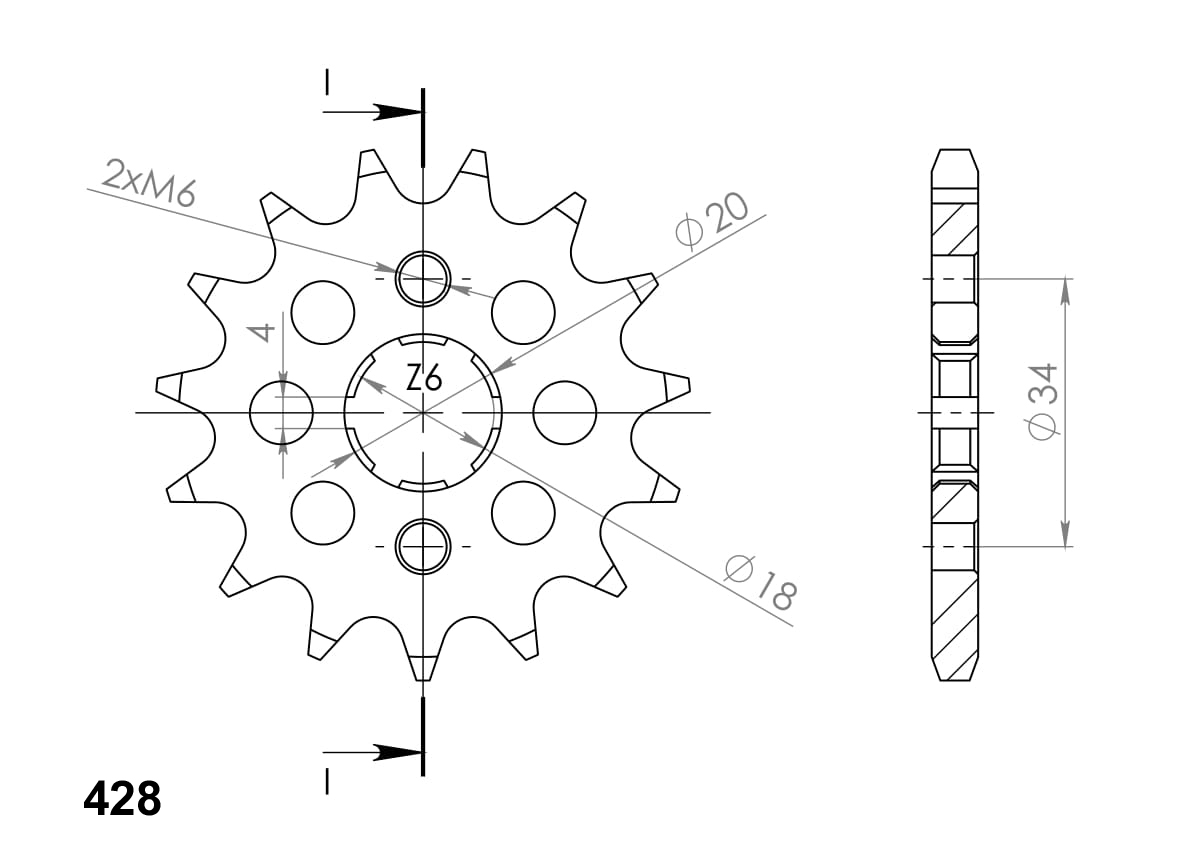 Ritzel 428 - 13Z CST-259:13|grobverzahnt 18,0/20,0