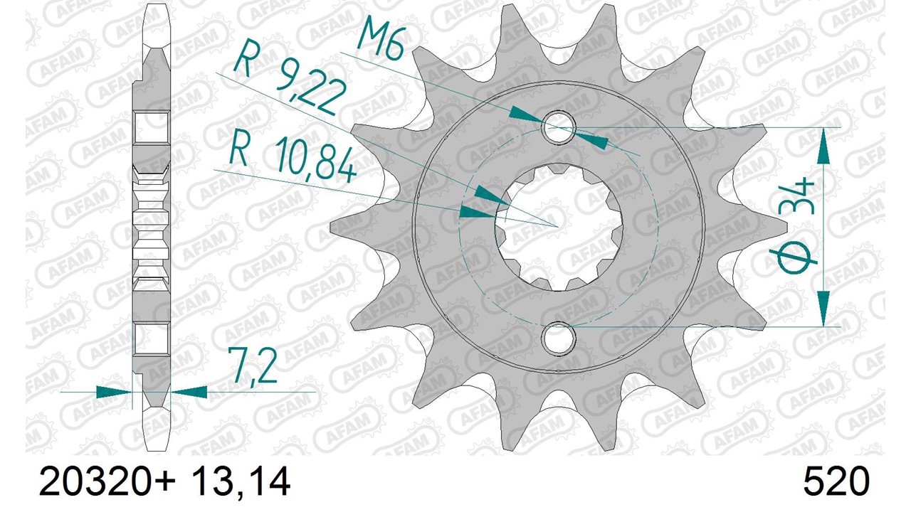 Ritzel AFAM 520 - 14Z 20320+14 mit Schlammrille