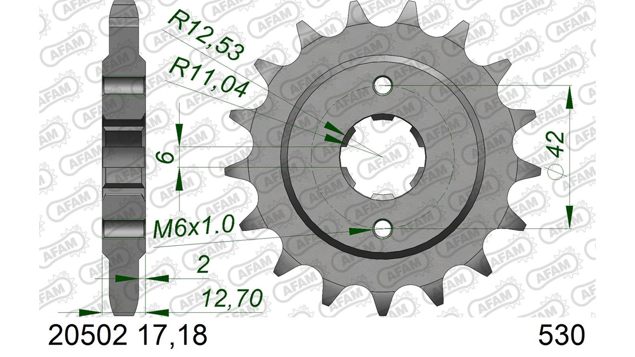 AFAM Stahl Standard Ritzel vorne - 530
