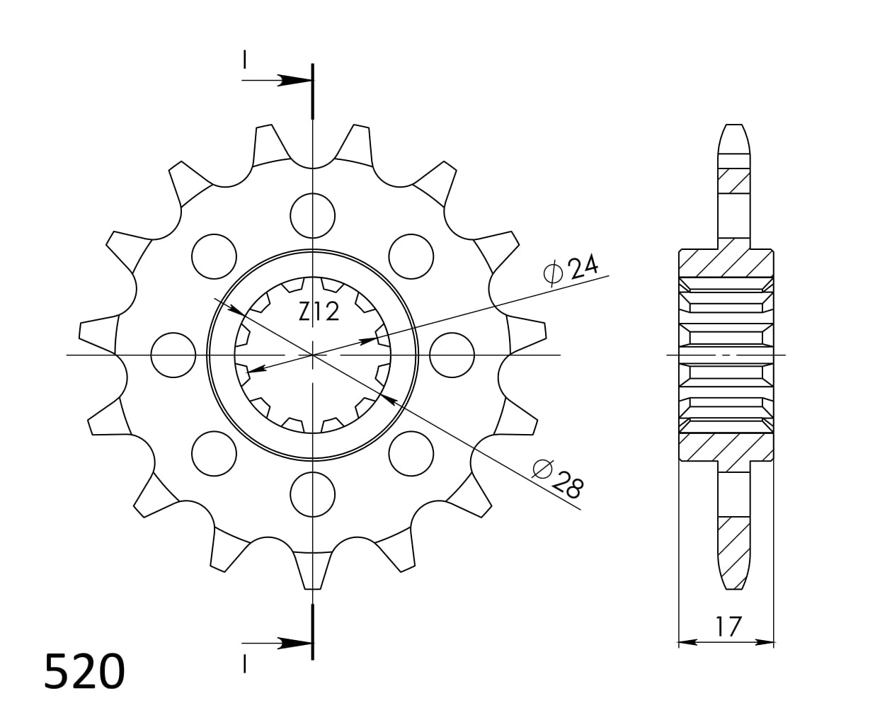 Ritzel Supersprox 520 - 16Z CST-1295:16|feinverzahnt 24,0/28,0