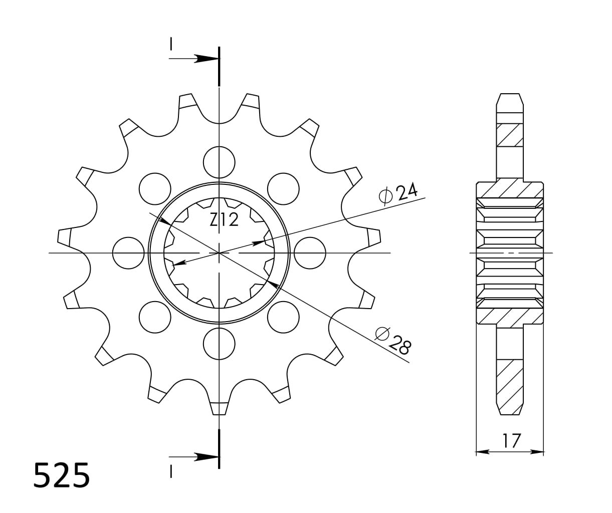 Ritzel Supersprox 525 - 14Z CST-1371:14|feinverzahnt 24,0/28,0