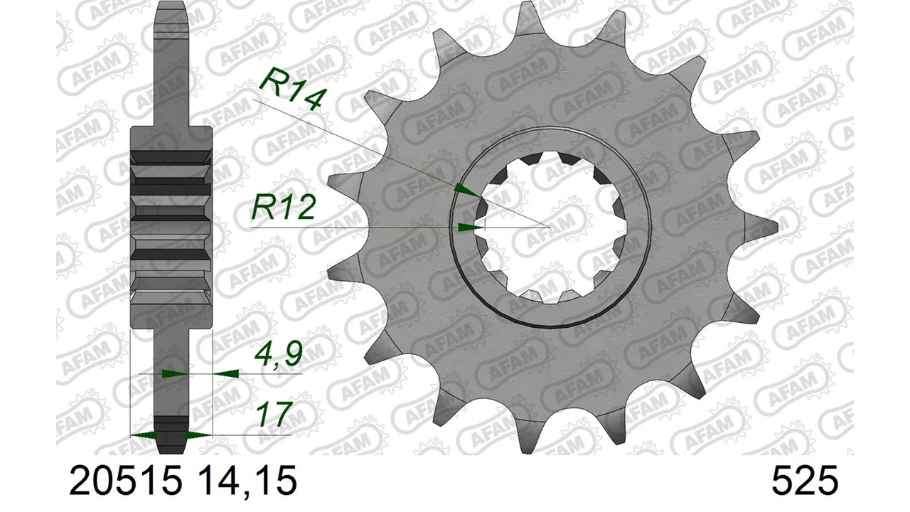 AFAM Stahl Standard Ritzel vorne - 525