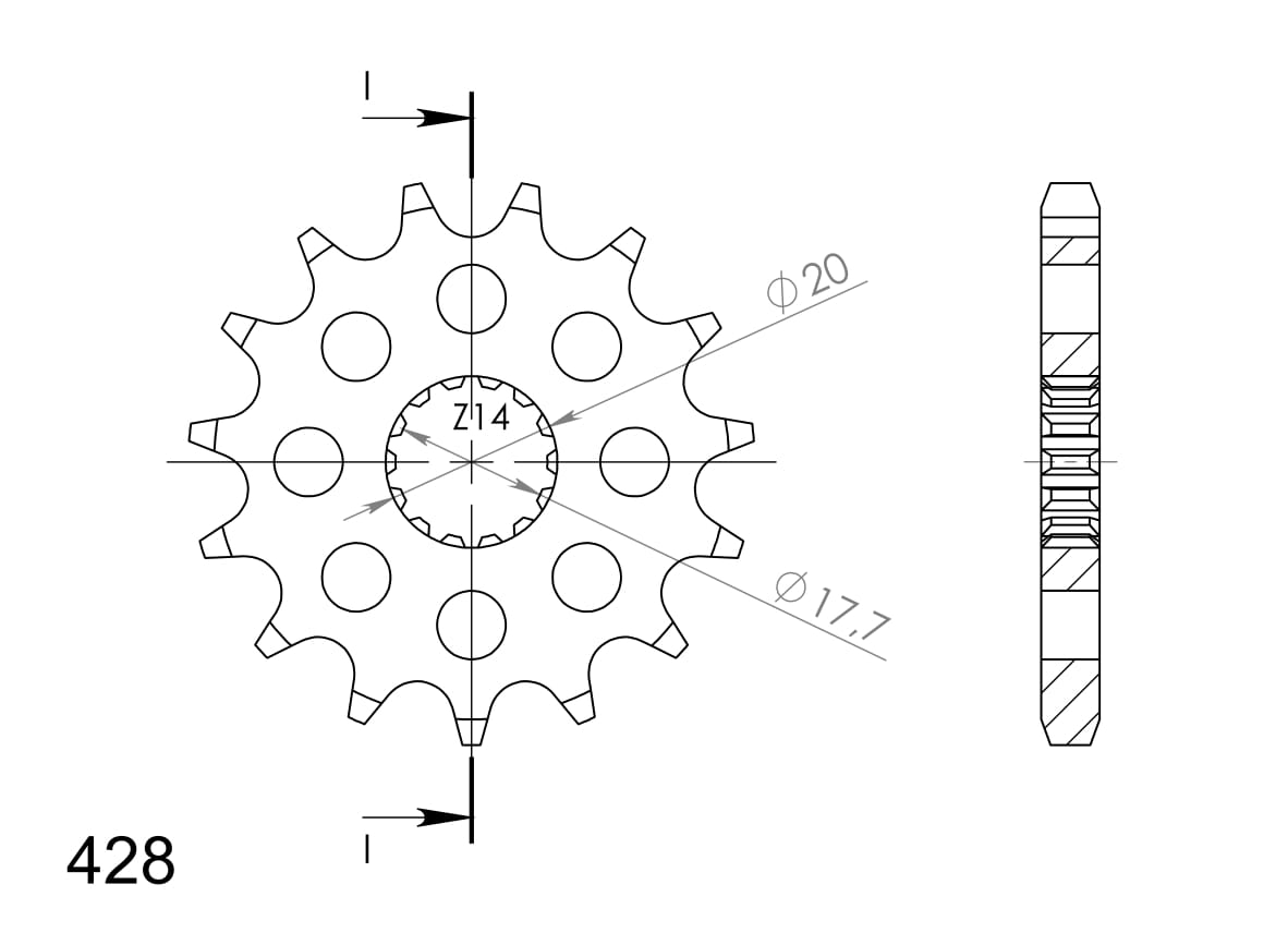 Ritzel 428 - 15Z CST-558:15|feinverzahnt 17,7/20,0