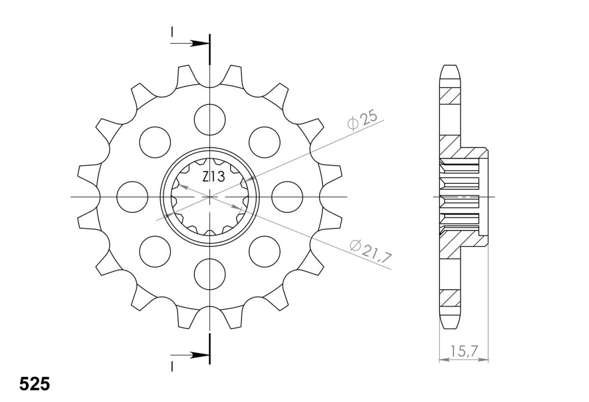 Ritzel Supersprox 525 - 15Z CST-1535:15|feinverzahnt 22,0/25,0