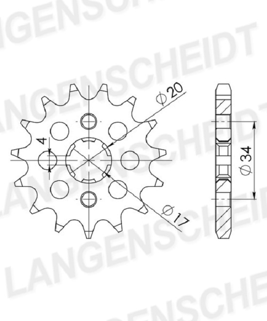 Ritzel Supersprox 428 - 14Z CST-1264:14|grobverzahnt 17,0/20,0