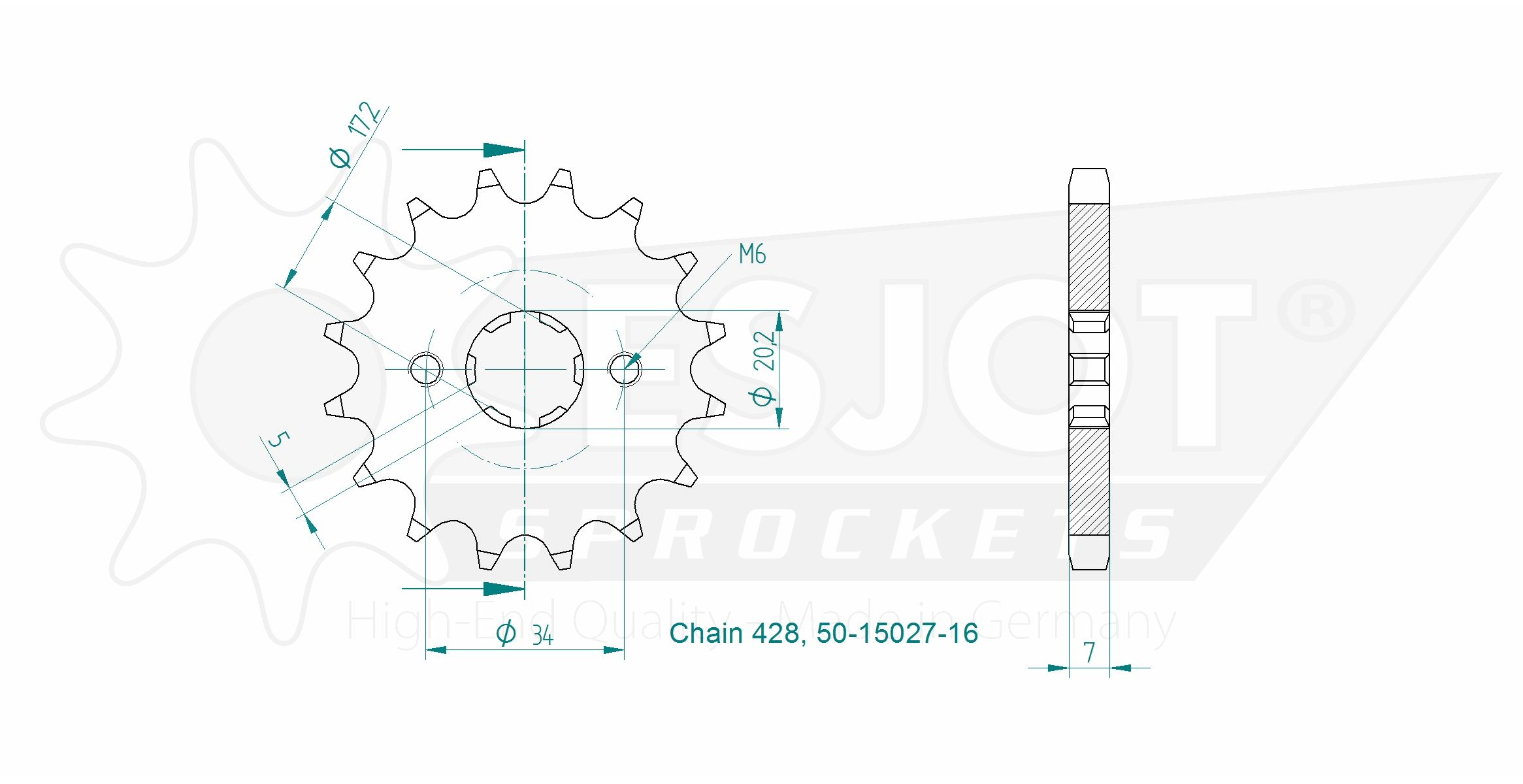 Ritzel Esjot 428 - 16Z 50-15027-16 grobverzahnt 17,0/20,0
