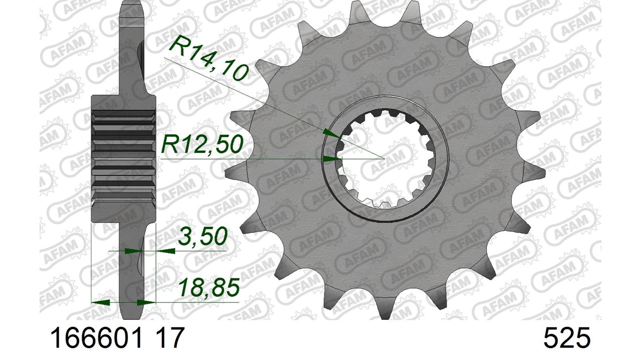 AFAM Stahl Standard Ritzel vorne - 525