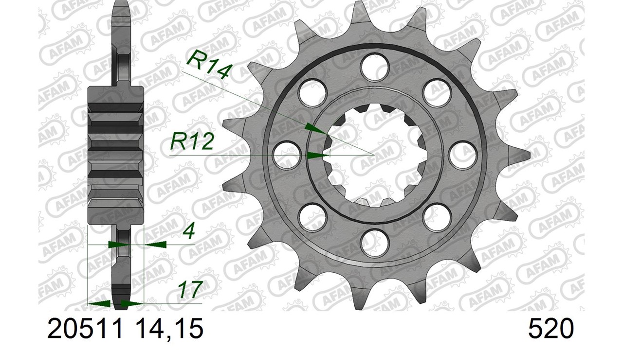 AFAM Stahl Standard Ritzel vorne - 520