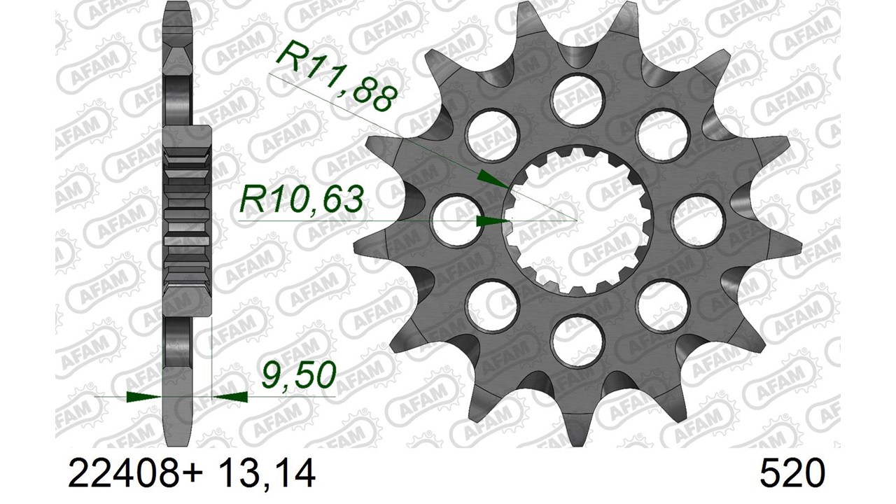 Ritzel AFAM 520 - 14Z 22408+14 mit Schlammrille