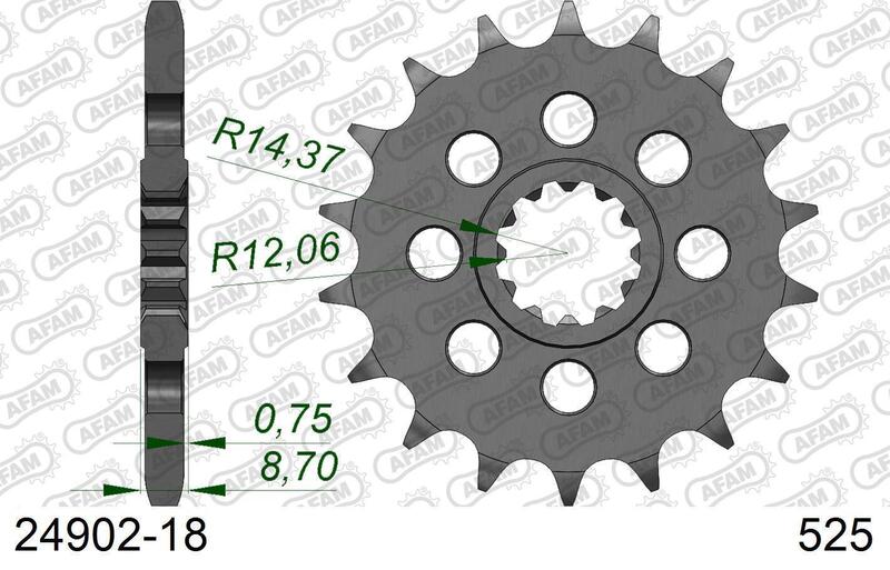 AFAM Stahl Standard Ritzel vorne - 525