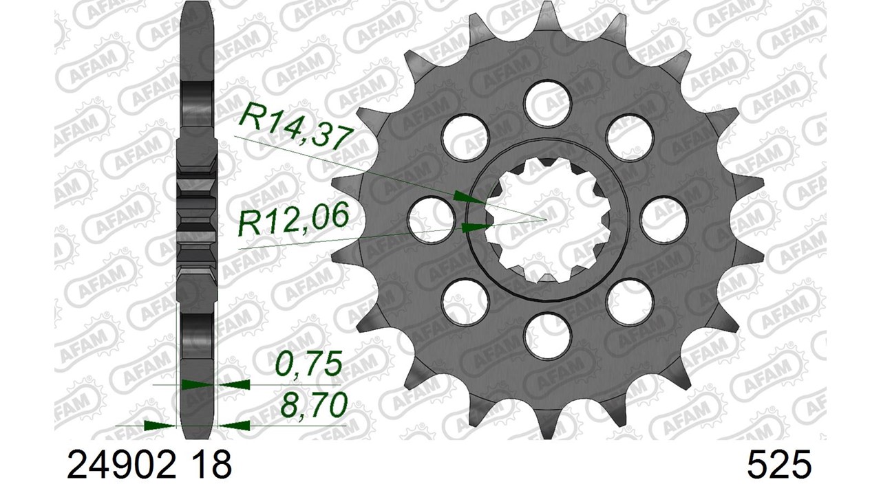 AFAM Stahl Standard Ritzel vorne - 525