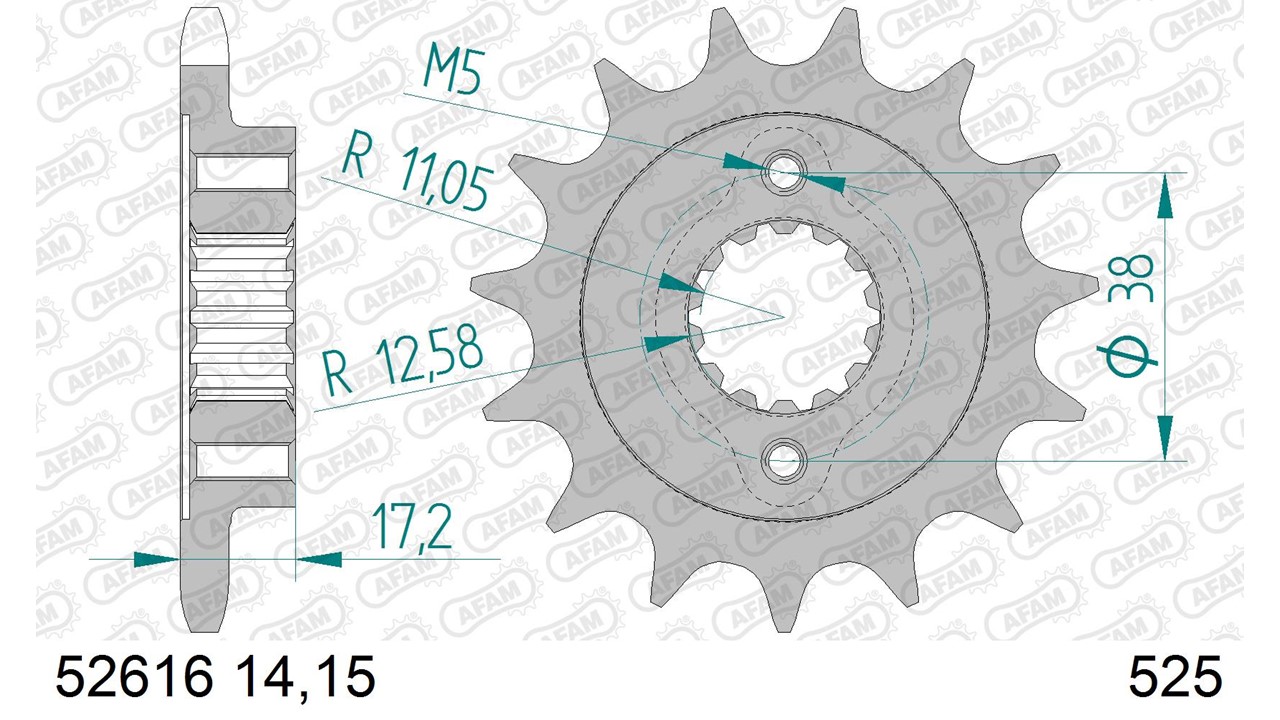 AFAM Stahl Standard Ritzel vorne - 525