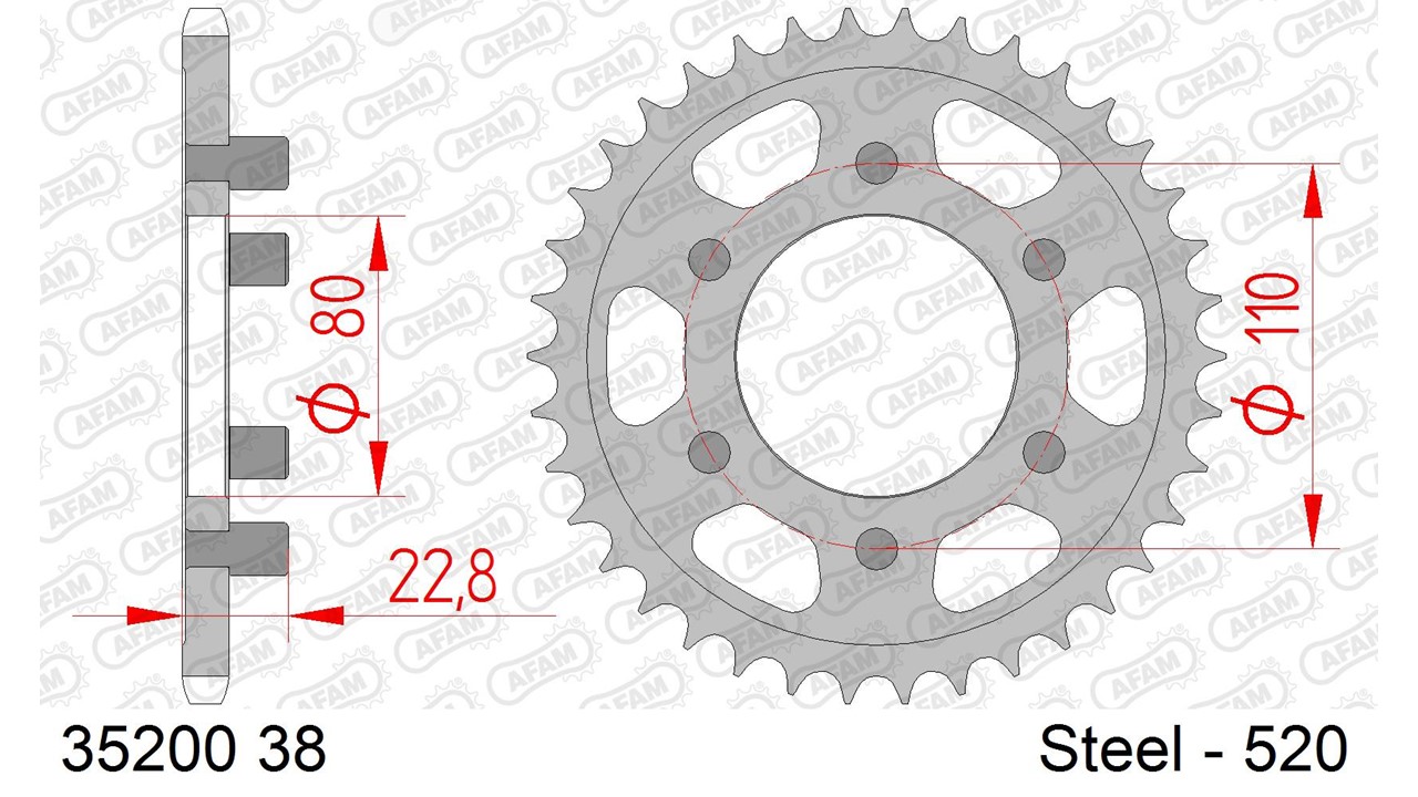 AFAM Kettenrad Stahl Standard - 520