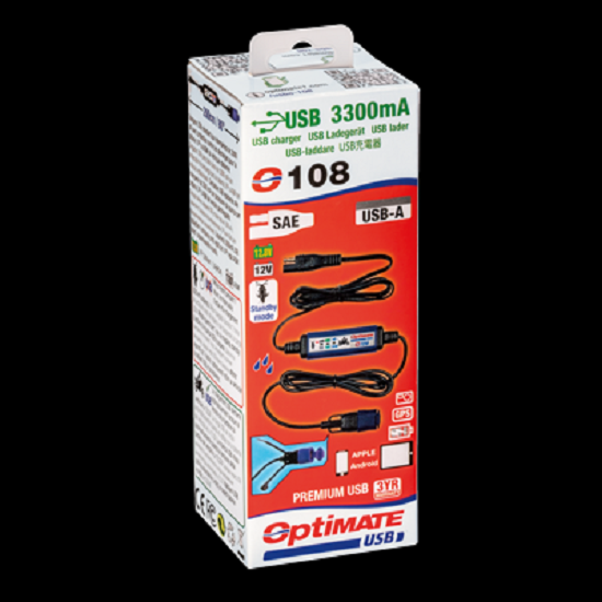OptiMate Zubehör O-108 V2 (SAE) USB-Ladegerät 3300mA mit Ladeschutz
