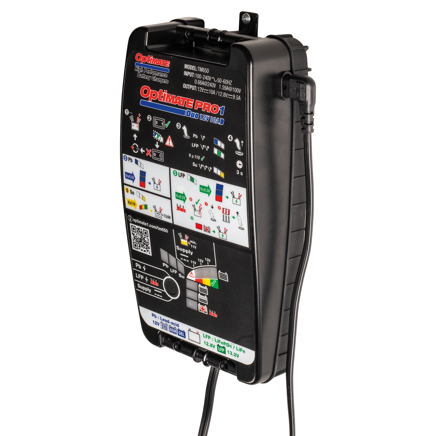 OptiMATE Pro1 Duo 11-stufig, 12V/12.8V/13.2V, 10A STD/AGM/Gel/Lithiu