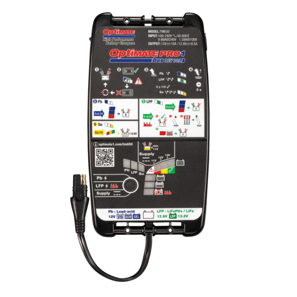 OptiMATE Pro1 Duo 11-stufig, 12V/12.8V/13.2V, 10A STD/AGM/Gel/Lithiu