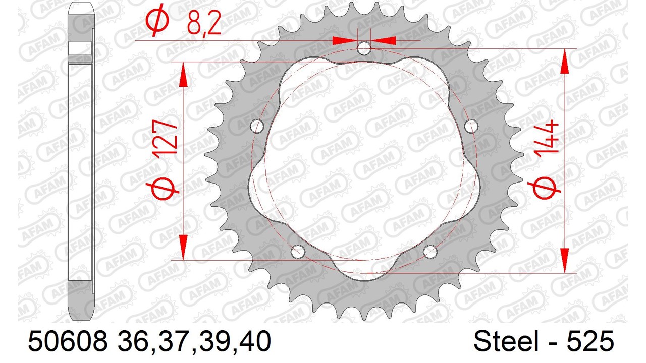 AFAM Kettenrad Stahl Standard - 525 - AFAM-Kettenradträger erforderlich