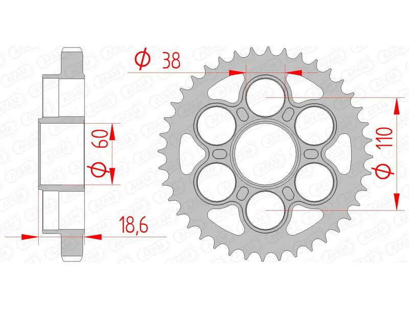 AFAM Kettenrad Stahl Standard - 530