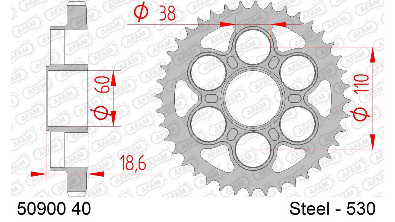 AFAM Kettenrad Stahl Standard - 530