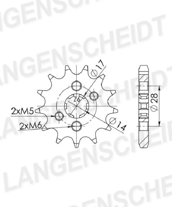 Ritzel Supersprox 428 - 14Z CST-277:14|grobverzahnt 14,0/17,0