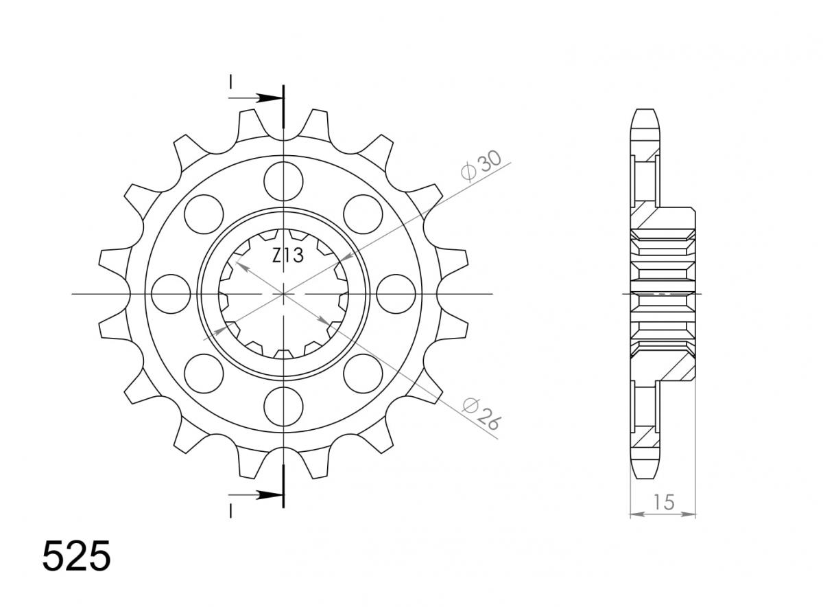 Ritzel 525 - 15Z CST-404:15|feinverzahnt 26,0/30,0