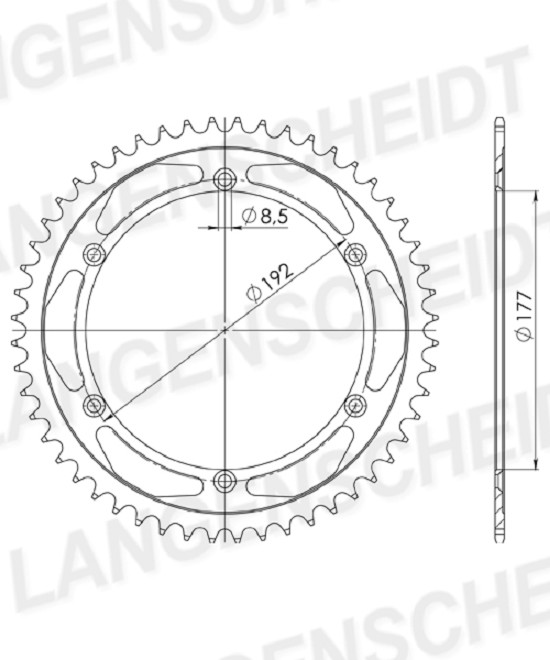 Alu-Kettenrad 520 - 48Z (silber) ID 177,0 LK 192,0 6-Loch/6-Loch
