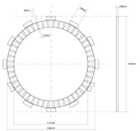 Reiblamelle FCC 141-12H07-00 passend für Kawasaki 13088-0003, passend für Kawasaki 13088-0013