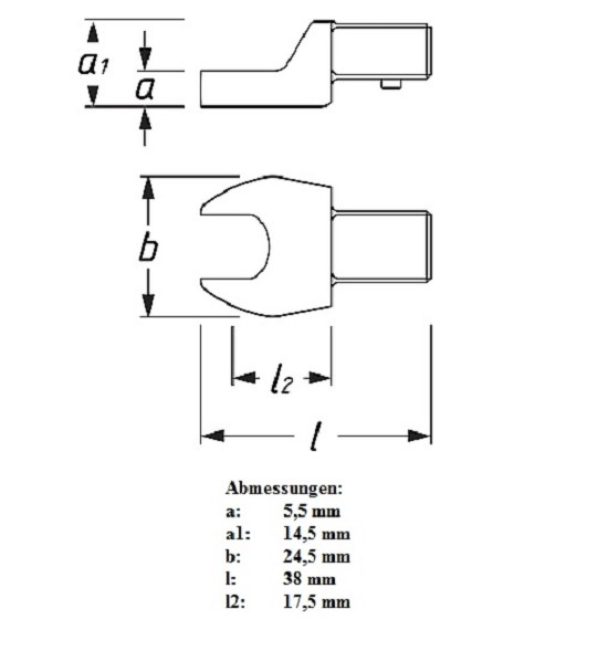 Einsteck-Maulschlüssel  6450C-10 SW 10 mm, 9 x 12 mm Einsteck-Vierkant Anzugs-Drehmoment max 25 Nm