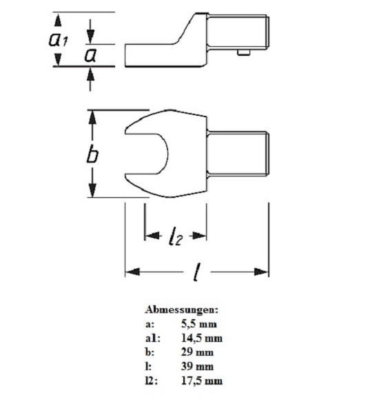 Einsteck-Maulschlüssel  6450C-13 SW 13 mm, 9 x 12 mm Einsteck-Vierkant Anzugs-Drehmoment max 52 Nm