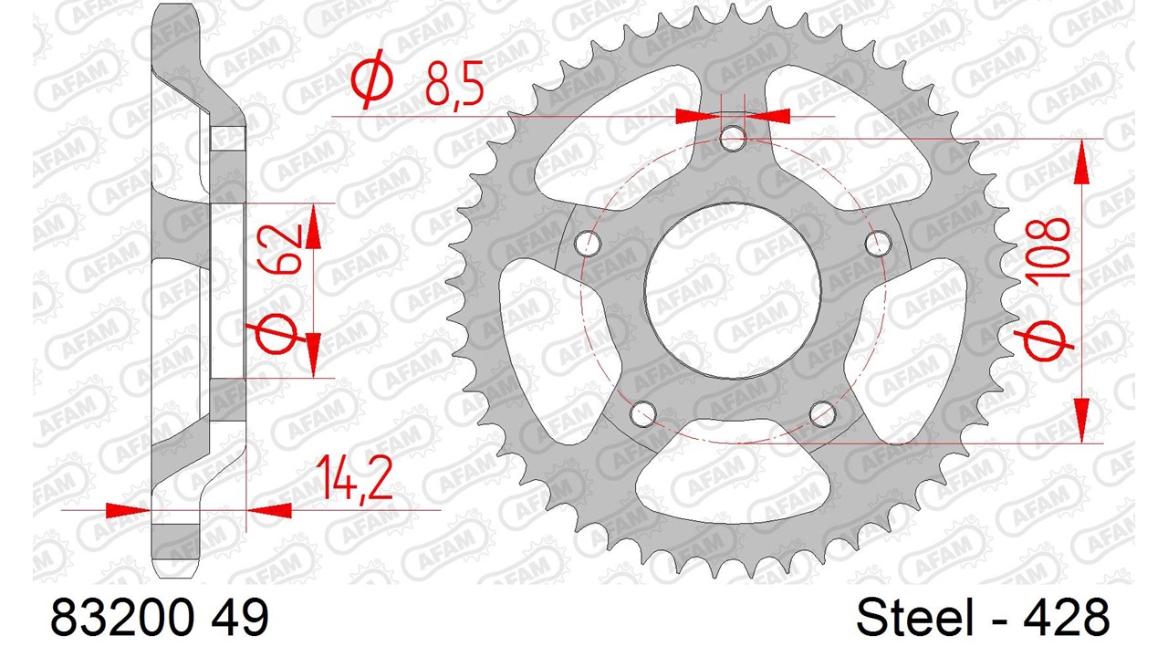 AFAM Kettenrad Stahl Standard - 428
