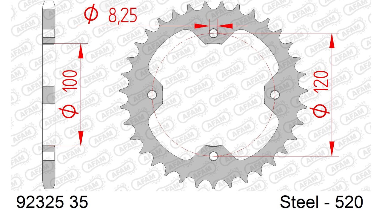 AFAM Kettenrad Stahl Standard - 520