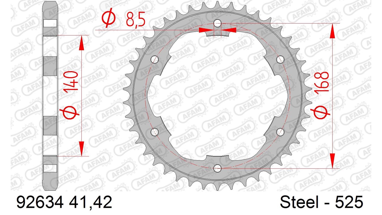 AFAM Kettenrad Stahl Standard - 525