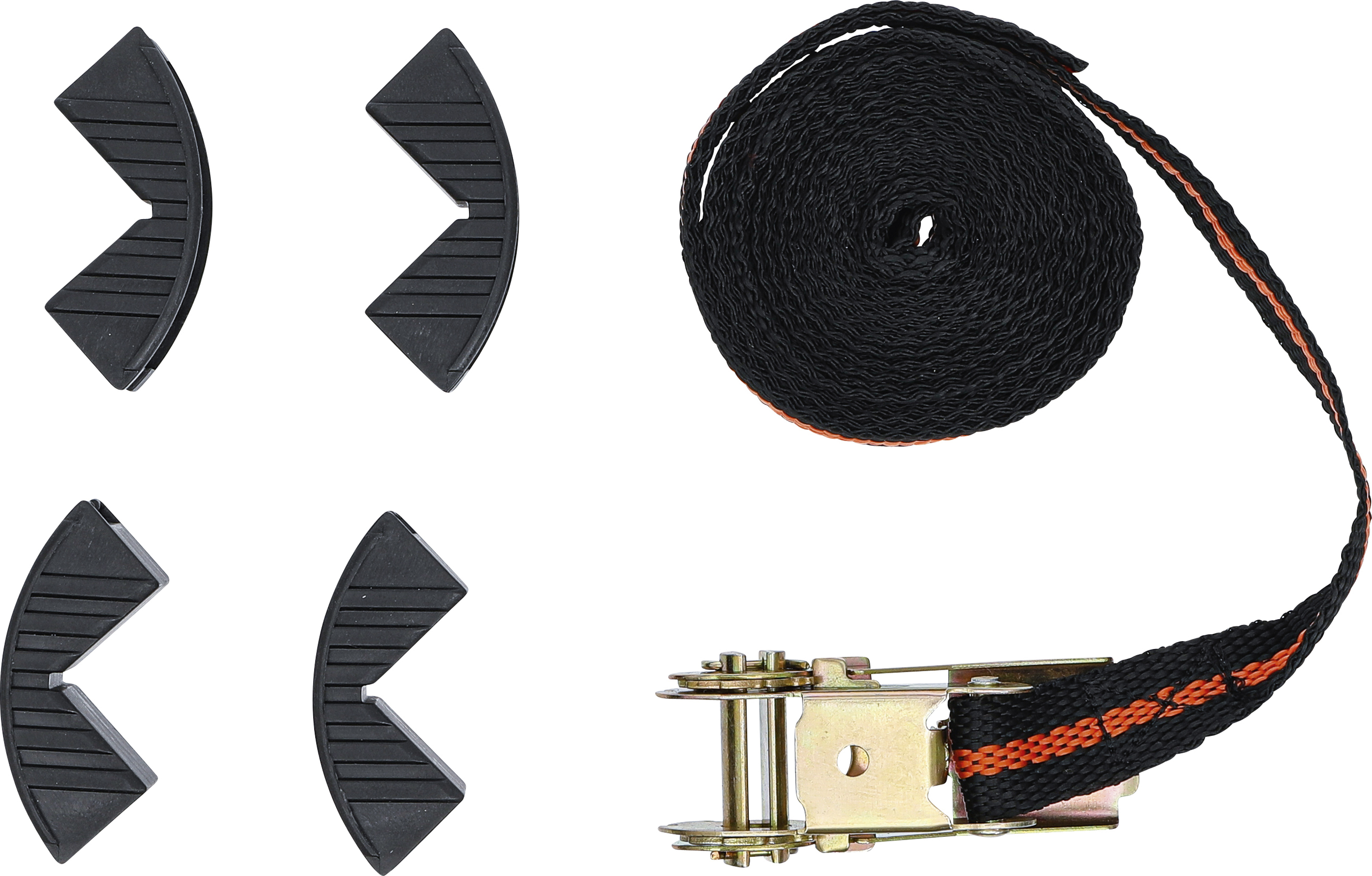 Knarrenspannband 2,5 cm x 500 cm mit Schutzbacken max. Zugkraft ca. 250 kg