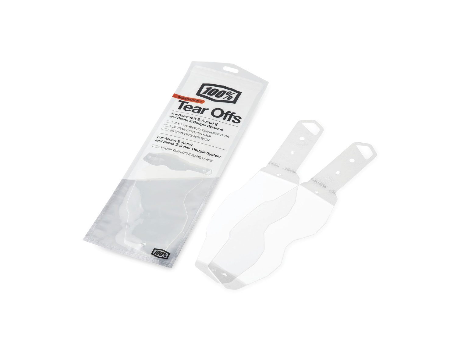 100% Gen 2 Standard Tear-Offs (20 pcs), no color, unis