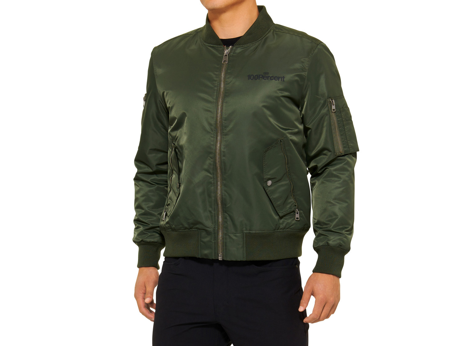 100% Bomber Zip Jacket, army green, XL