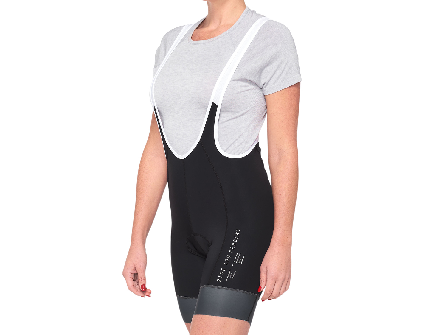 100% Exceeda Womens Bib Short, Black/Charcoal, S