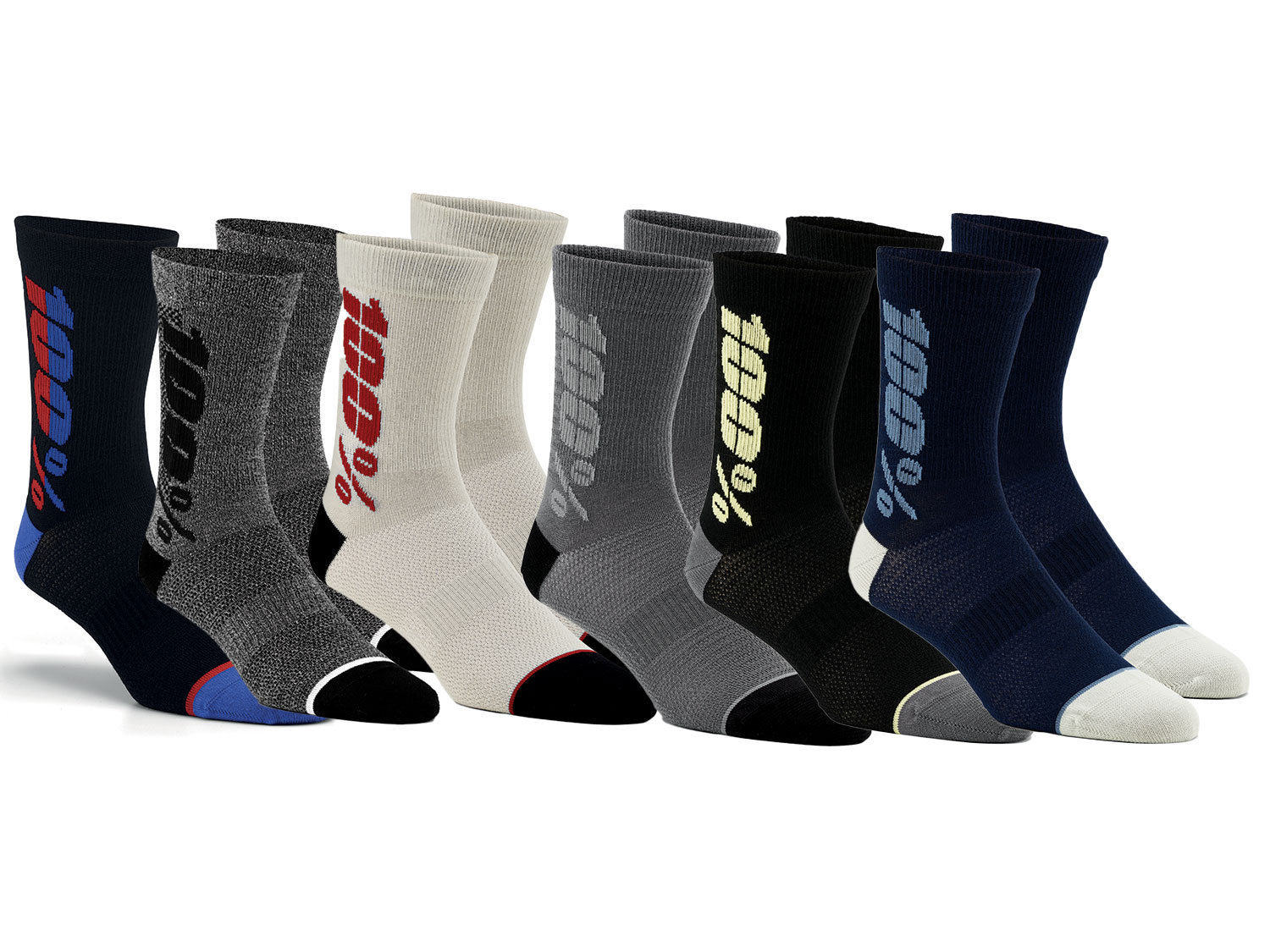 100% Rythym socks (merino), Silver/Cherry, L/XL