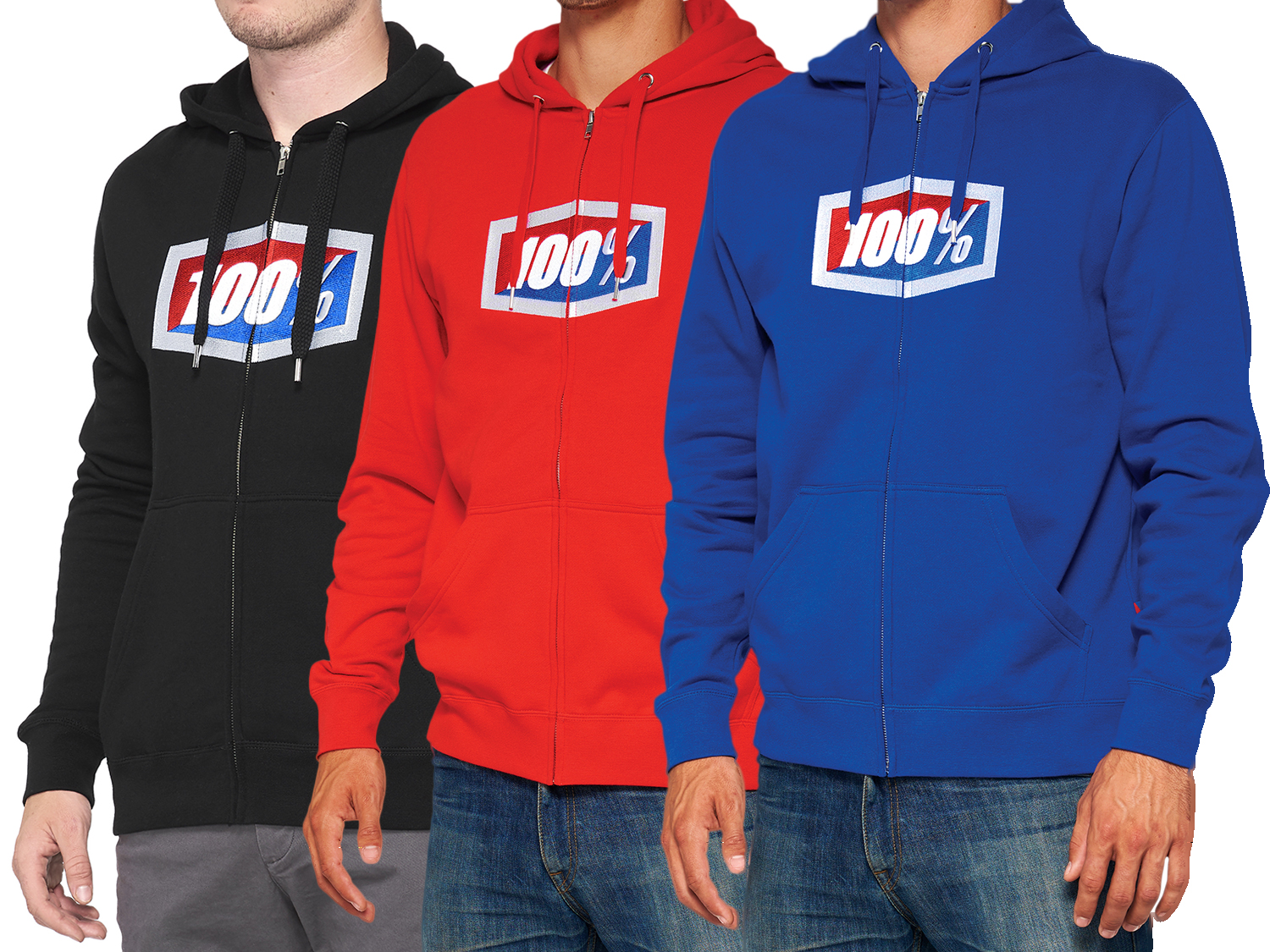 100% Official full-zip Hoodie, Royal, M