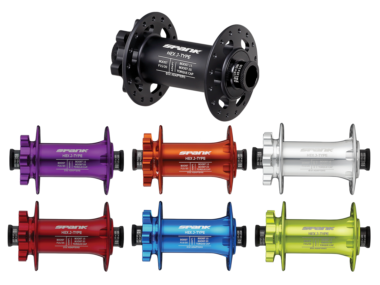Spank HEX J-Type Boost F15/20 Hub, 32H front hub, orange, 32