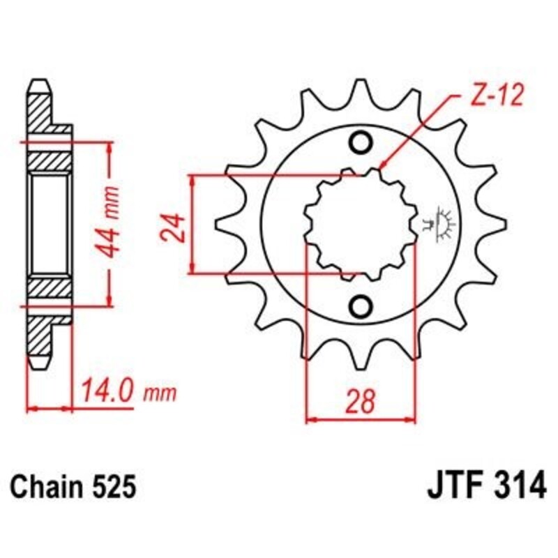 JT SPROCKETS Stahl geräuscharmes vorderes Ritzel 314 - 525