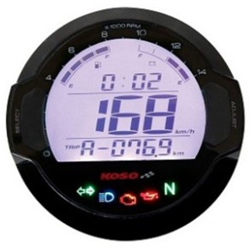 KOSO D64 DL-03S (schwarz) Tachometer + Drehzahlmesser + Anzeigelampen (Display LCD)