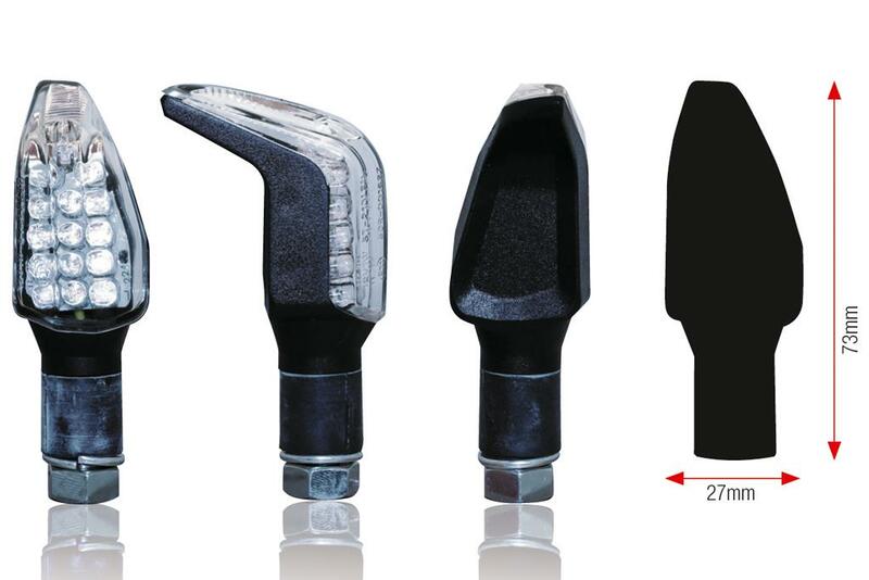 BIHR Boomerang LED Blinker Gehäuse Schwarz / Linse Klar (Paar), Vorn & Hinten