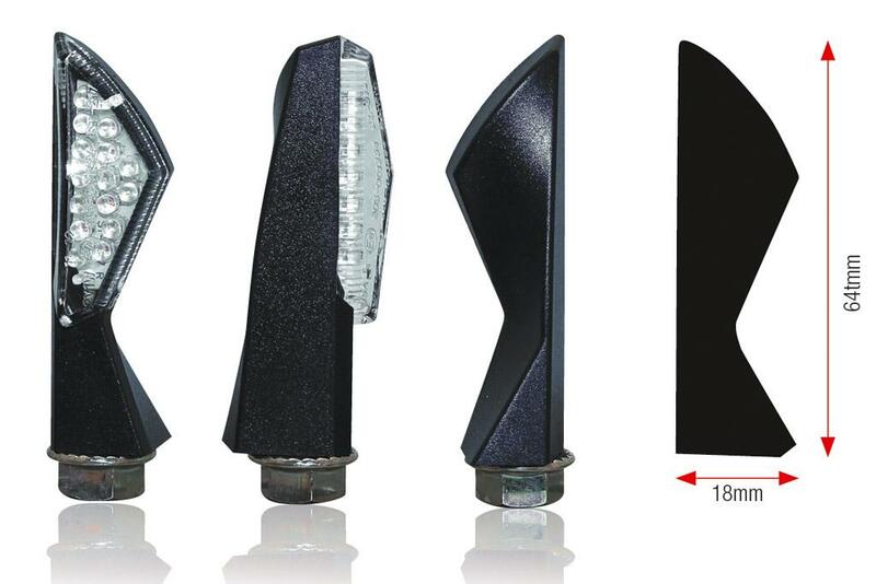 BIHR Asym LED Blinker Gehäuse Schwarz / Linse Klar (Paar), Vorn & Hinten
