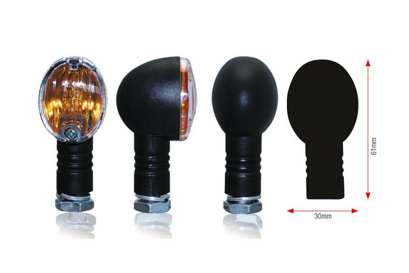 BIHR Basic Glühlampen Blinker Gehäuse Schwarz / Linse Klar (Paar), Vorn & Hinten