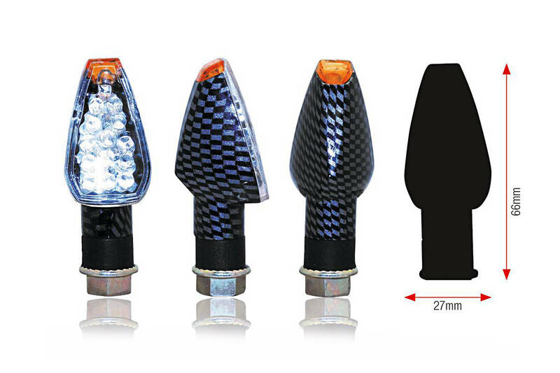 BIHR Design LED Blinker Gehäuse Carbon / Linse Klar (Paar), Vorn & Hinten