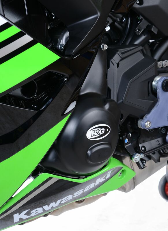 R&G RACING Linker Kurbelgehäusedeckelschutz Schwarz passend für Kawasaki Z650